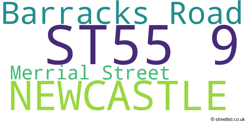 A word cloud for the ST55 9 postcode